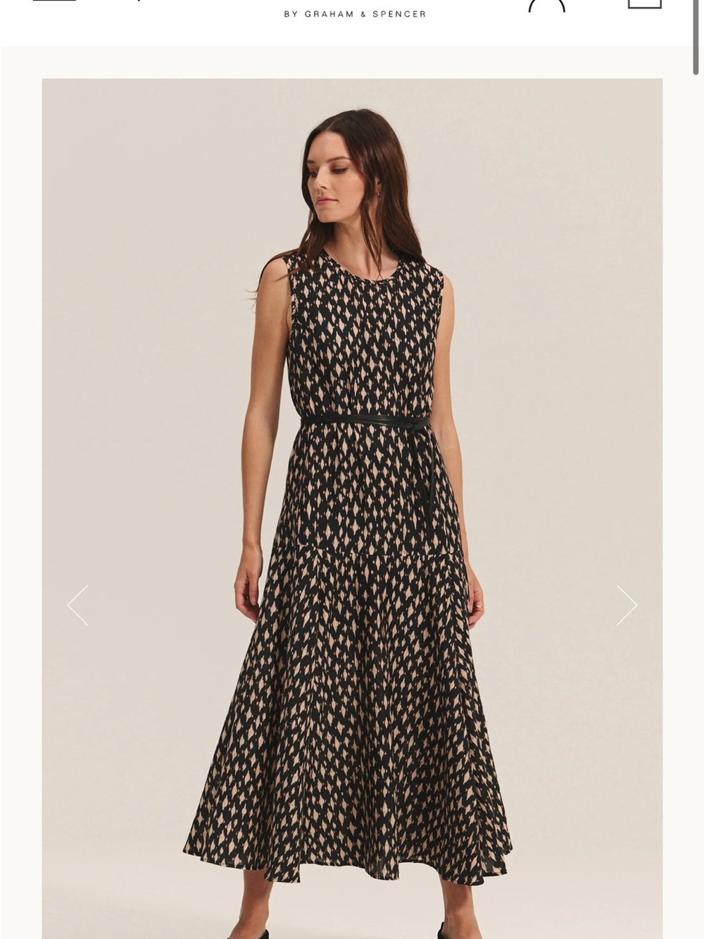 Velvet brand Black and Cream Sleeveless Midi Dress